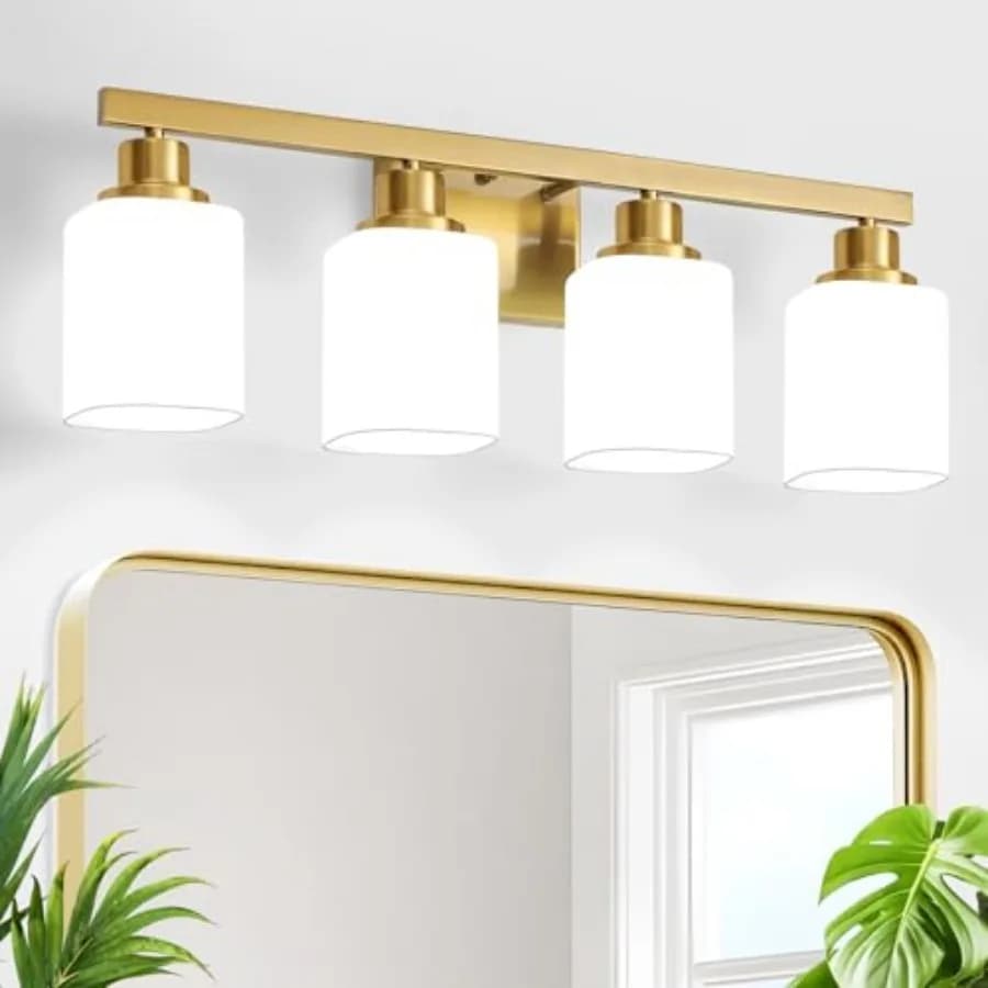 Lampada da Bagno Spazzolata, Applique da Parete per Bagno con Vetro Satinato Quadrato, Lampada da Parete per Specchio e Camera da Letto