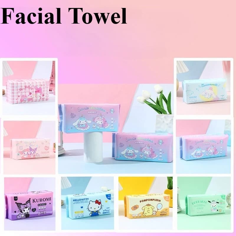 Salviette Facciali Usa e Getta Sanrio Hello Kitty, Asciugamani da Viaggio Spessi e Assorbenti, Salviette in Cotone Portatili Kuromi, Regalo