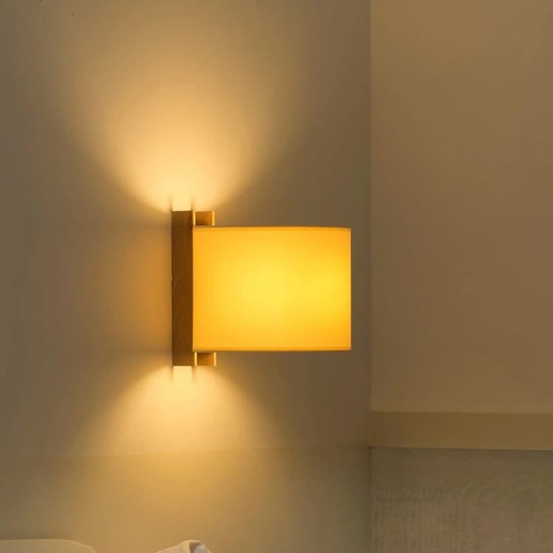 European-style New LED Wood Wall Lamp Fabric Lampshade Bedroom Bedside Lamp Living Room Dining Room Corridor Study Lighting
