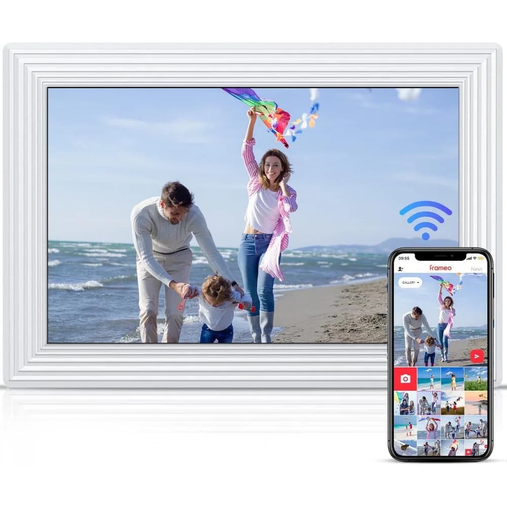 Cornice Fotografica Digitale WiFi 5G da 10.1 Pollici con Rotazione Automatica, Schermo Touch IPS 1280x800, Condivisione Remota di Foto e Video