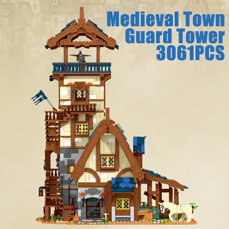 3061PCS Medieval Town Guard Tower Bricks Model Toys Assembly Street View House Building Blocks For Kids Adult Girls Gifts