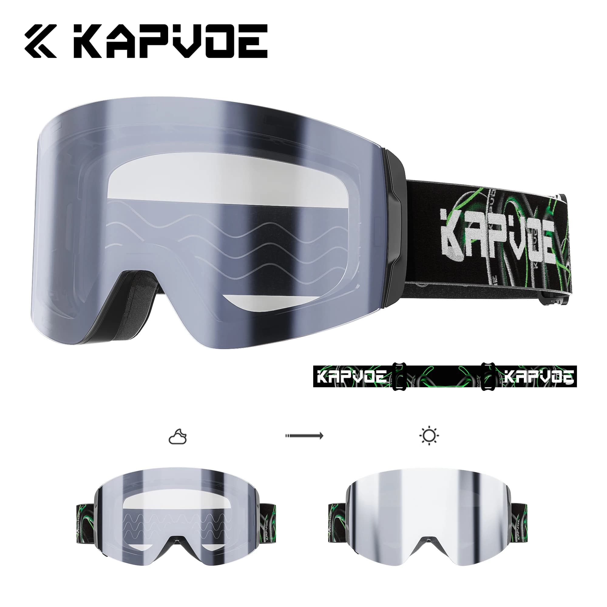 KAPVOE Nuovo Inverno Outdoor Occhiali da sci fotocromatici Occhiali da sci magnetici antiappannamento Sport Sci Snowboard Uomo Donna UV400 Neve