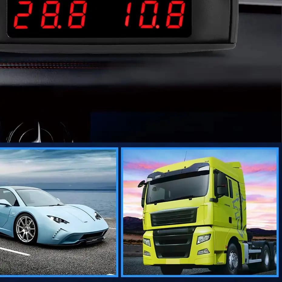 12V 24V Digital Car Water Temperature Meter + Water Temp Joint Pipe 1/8NPT Sensor Adapter Voltage LCD 2-in-1 Combination Table