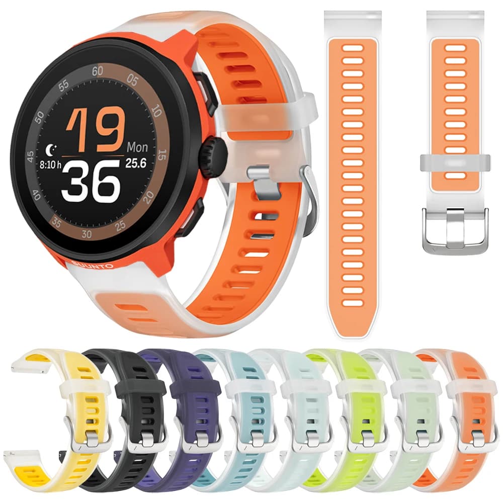 Cinturino di ricambio in silicone traslucido da 22 mm per Suunto 5 9 Peak Pro / Run / RACE S / Ocean / Bracciale da polso verticale