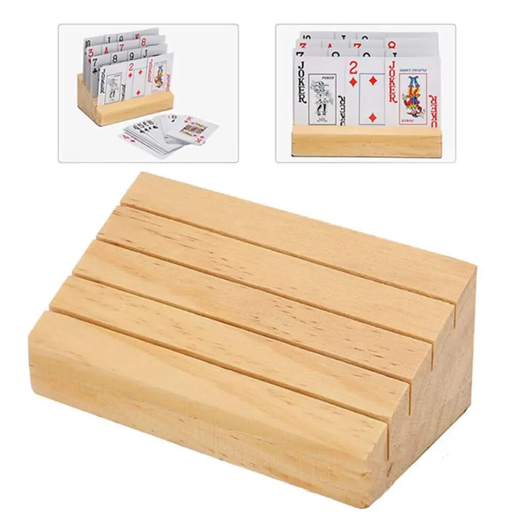 Porta carte da gioco in legno a mani libere, sedile da Poker per giochi da tavolo, Base da Poker pigra organizza mani, giochi per feste