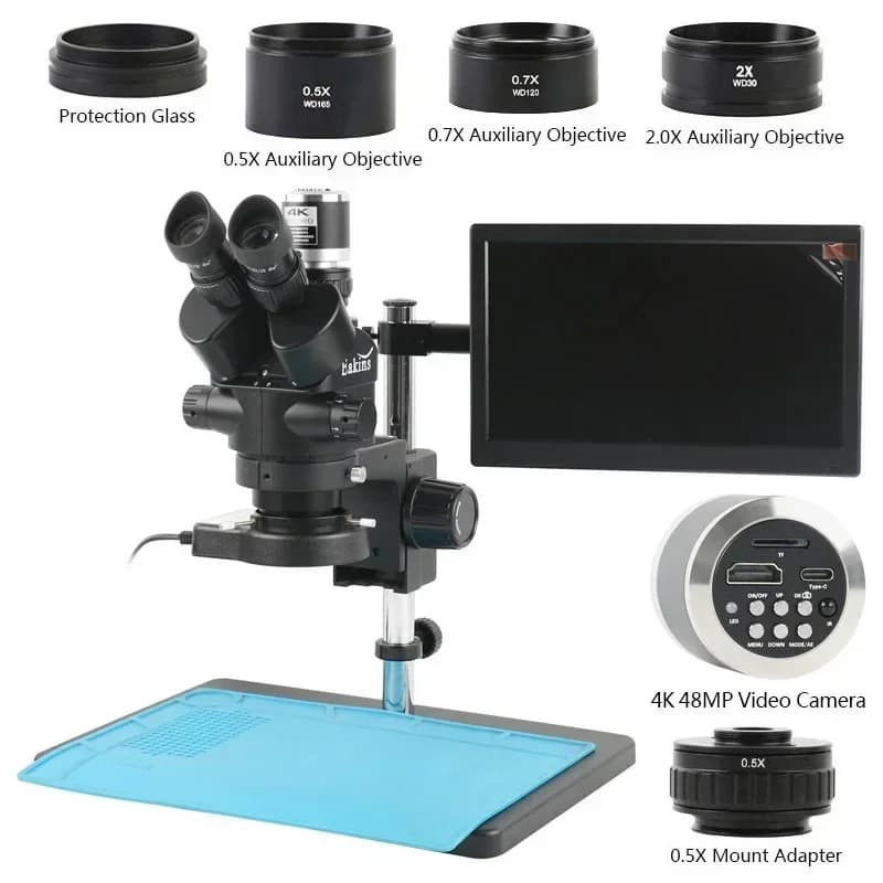 Microscopio stereo trinoculare focale simul 3.5X 7X 45X 90X 1080p HDMI VGA Videocamera 11.6 Display LCD per la riparazione del telefono Saldatura