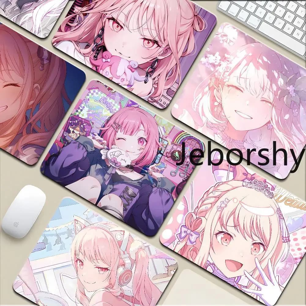 Tappetino per Mouse da Gaming con Collezione di Ragazze Anime Kawaii Rosa, Antiscivolo, Regalo Perfetto per i Fan
