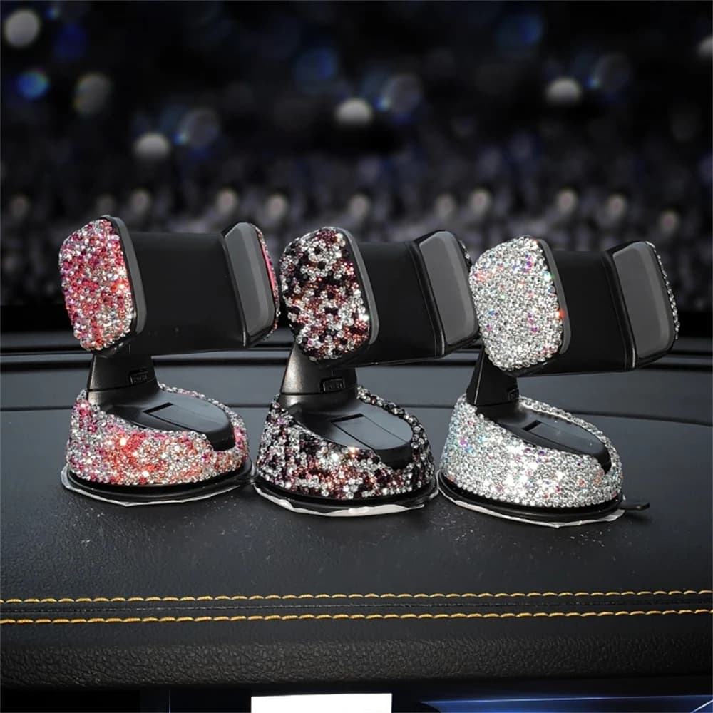 Supporto per cellulare per auto Diamond Bling Ragazza con strass Supporto in cristallo Supporto per cellulare universale Accessori interni per auto per donna