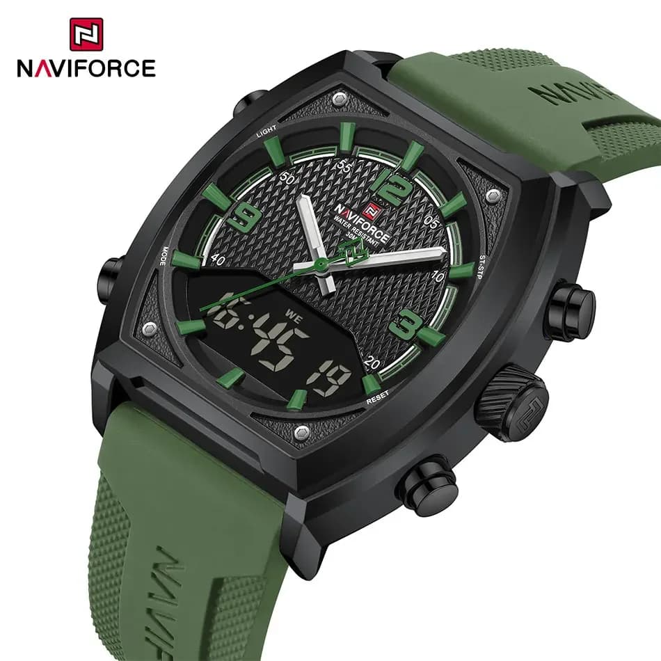 NAVIFORCE Sport Watch Waterproof Analog Dual Time Digital Wristwatches Week Display Clock Tonneau 2025 New Mens Military Watches