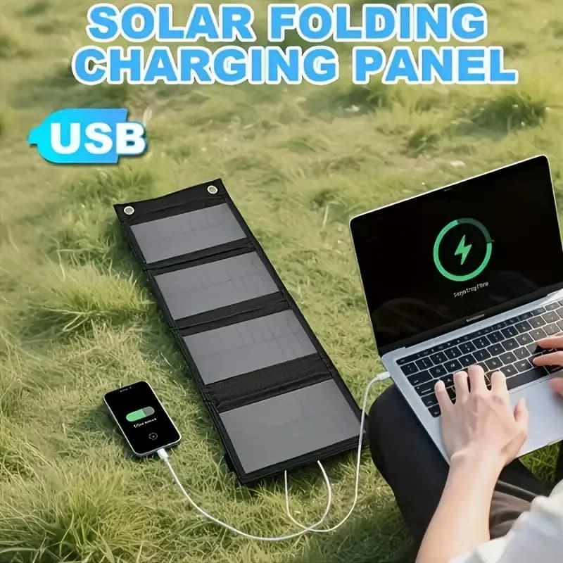 Caricatore solare portatile da 10 W, pieghevole, impermeabile, con doppia uscita USB, per la ricarica del telefono, campeggio, escursionismo, emergenza