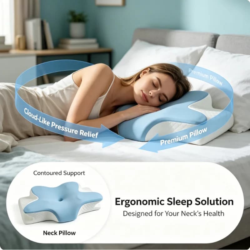 Cuscino Cervicale in Memory Foam Traspirante e Rinfrescante, Ortopedico ed Ergonomico per Alleviare il Dolore al Collo, Adatto a Tutte le Posizioni di Sonno
