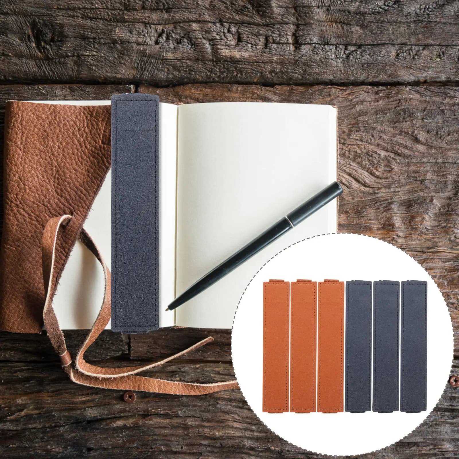 6 custodie porta penne premium con fascia elastica regolabile per notebook, agenda, tablet, custodia per riporre penne