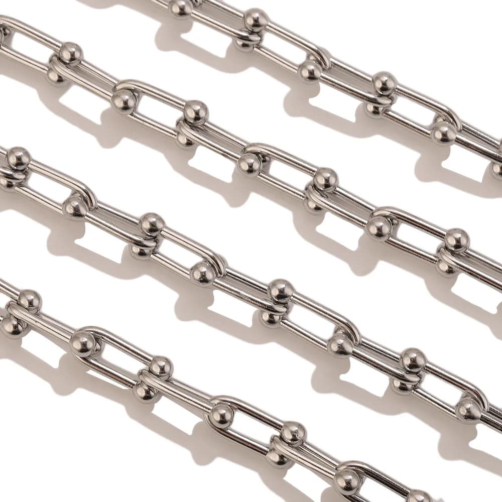 1M Stainless Steel Ball Paperclip Link Chain Polished Waterproof Bead Necklace Chains Findings for DIY Jewelry Making Wholesale