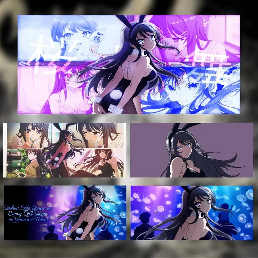 Tappetino per mouse anime S-Sakurajima Mai Bunny Girl, grande e spesso, con bordi cuciti, per PC
