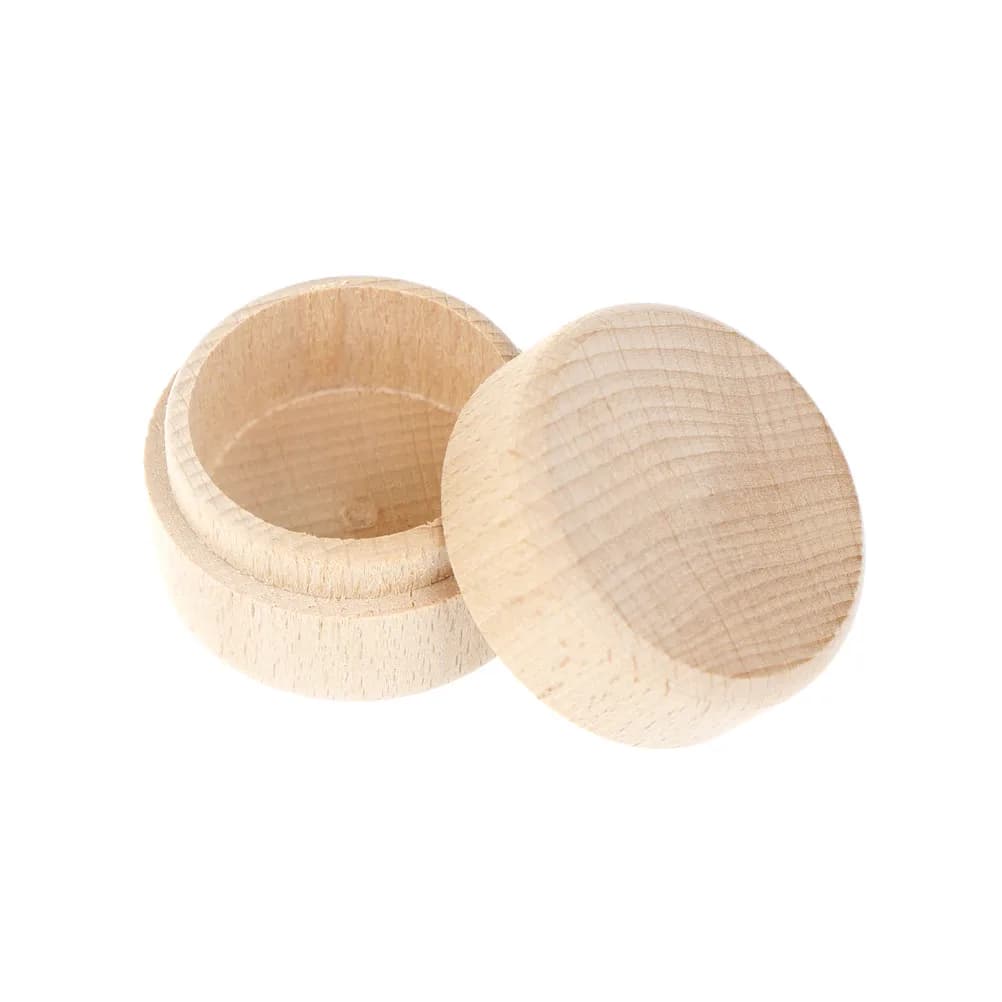 1PC High Quality Round Wooden Wedding Ring Jewelry Trinket Box Wood Storage Container Case