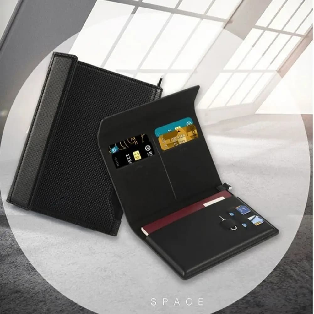 Porta Passaporto in Pelle con Blocco RFID per Uomo e Donna, Design con Clip per Biglietti, Porta Carte di Credito per Viaggi