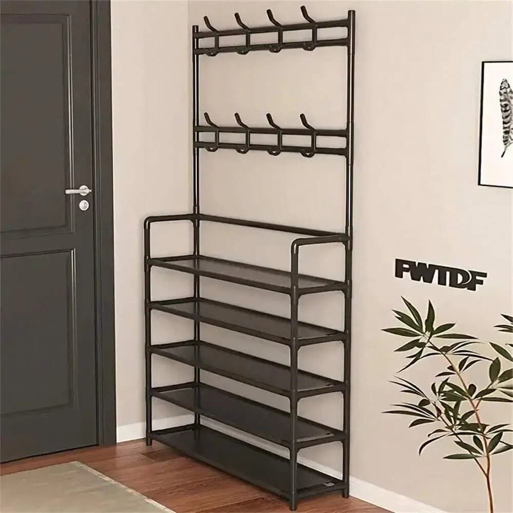 Appendiabiti a 5 livelli in acciaio al carbonio da 23 pollici, appendiabiti multiuso e porta scarpe, richiede assemblaggio