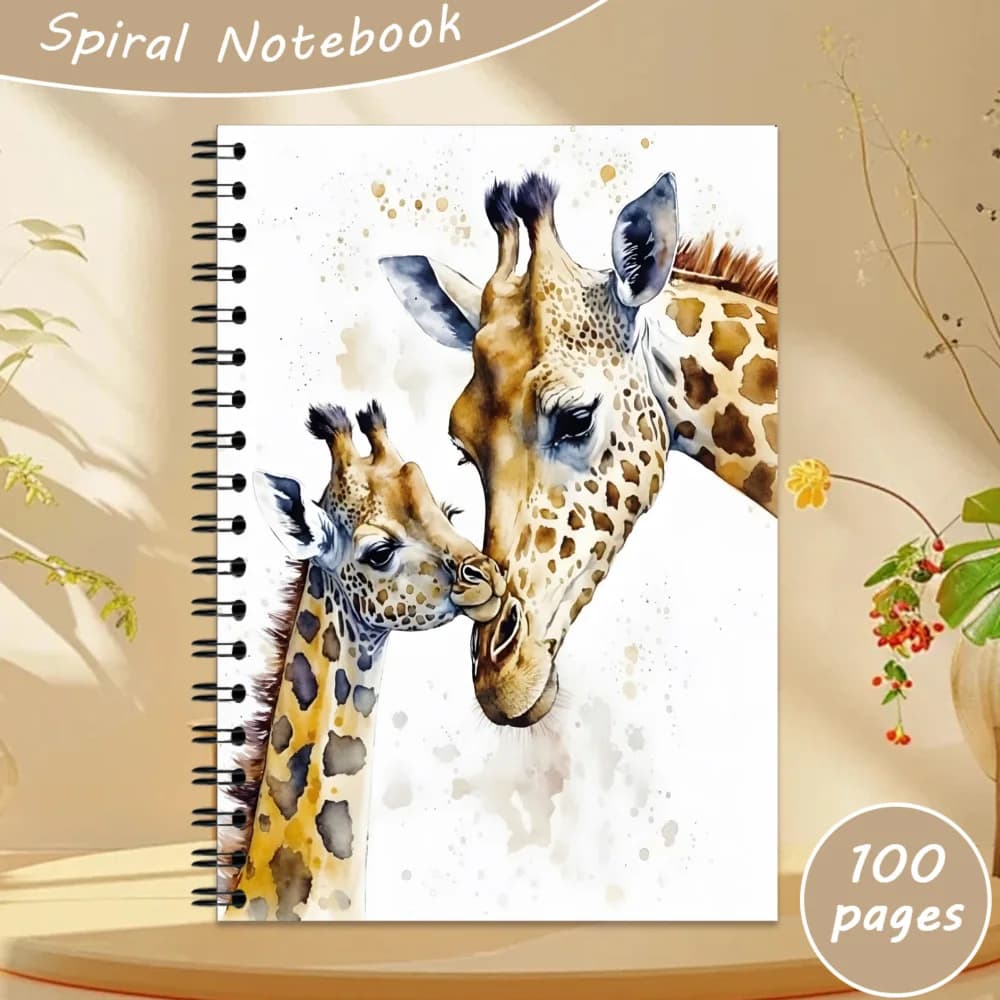 New Hot Cross-border 100 Pages A5 Giraffe Mother and Baby Kiss Spiral Notebook, Sketchbook & Diary