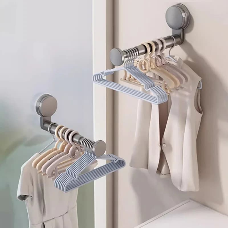 YM Appendiabiti Rack di stoccaggio Installazione a ventosa senza trapano, Appendiabiti per uso domestico a lunghezza regolabile retrattile per rack pieghevole, Contenitore