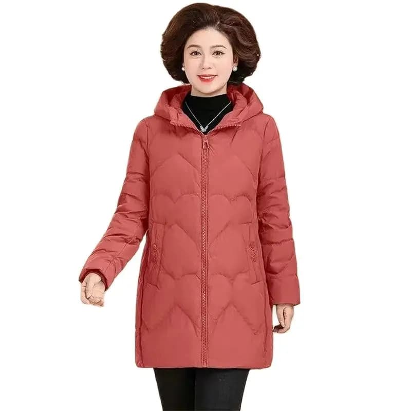 2024 Long Mother's Cotton Down Jacket New Mid-Earth Women's Cotton Down Jacket Women's Winter Warm Coat