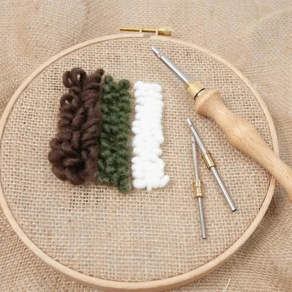 Set di aghi da ricamo a punzone da 2,5 mm/3,5 mm/5 mm con manico in legno, per fai da te, a testa intercambiabile, per punto croce e ricamo professionale