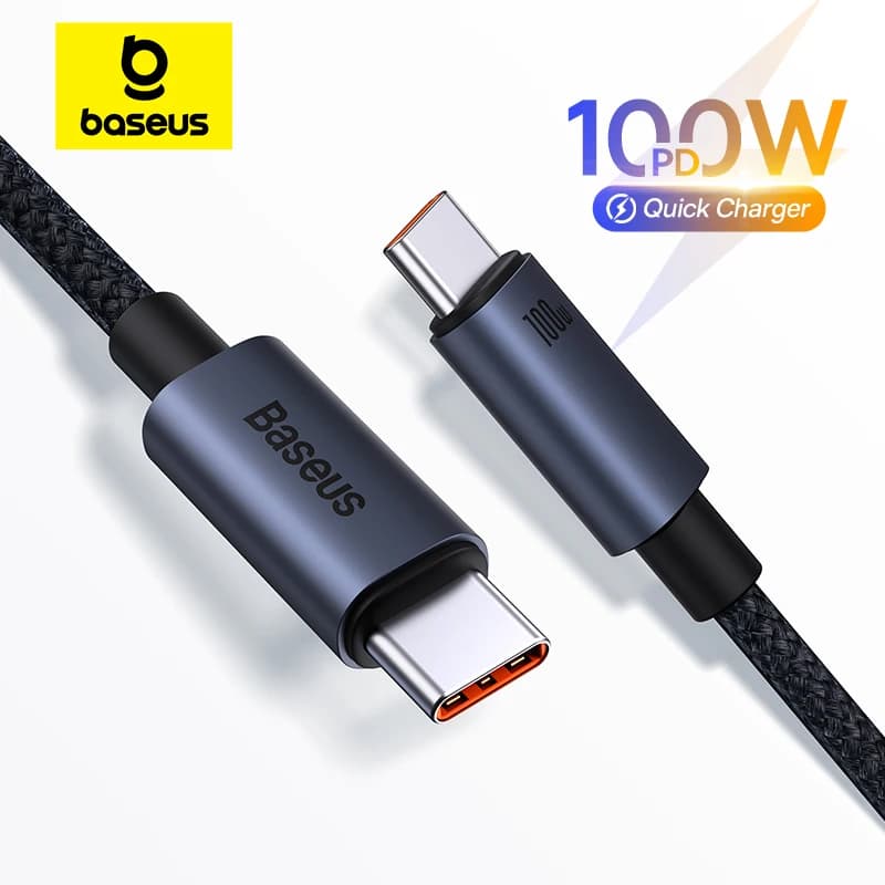 Cavo USB Baseus per iPhone 16 15 Pro Max PD100W Cavo di ricarica rapido da USB C a tipo C per cavo telefonico Xiaomi Samsung MacBook iPad