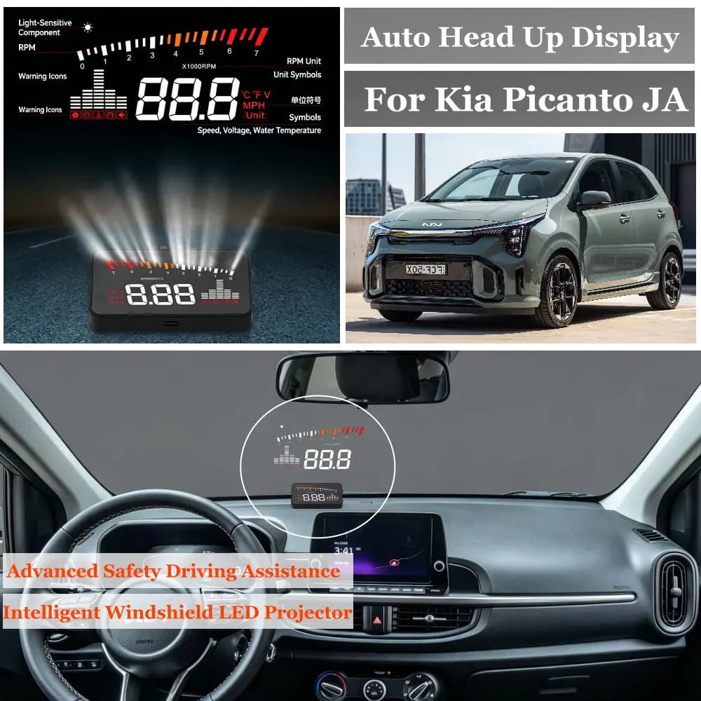 Car Head Up Display For Kia Picanto TA JA 2011-2026 HUD Windshield Projector Accessories Speedometer Odometer RPM