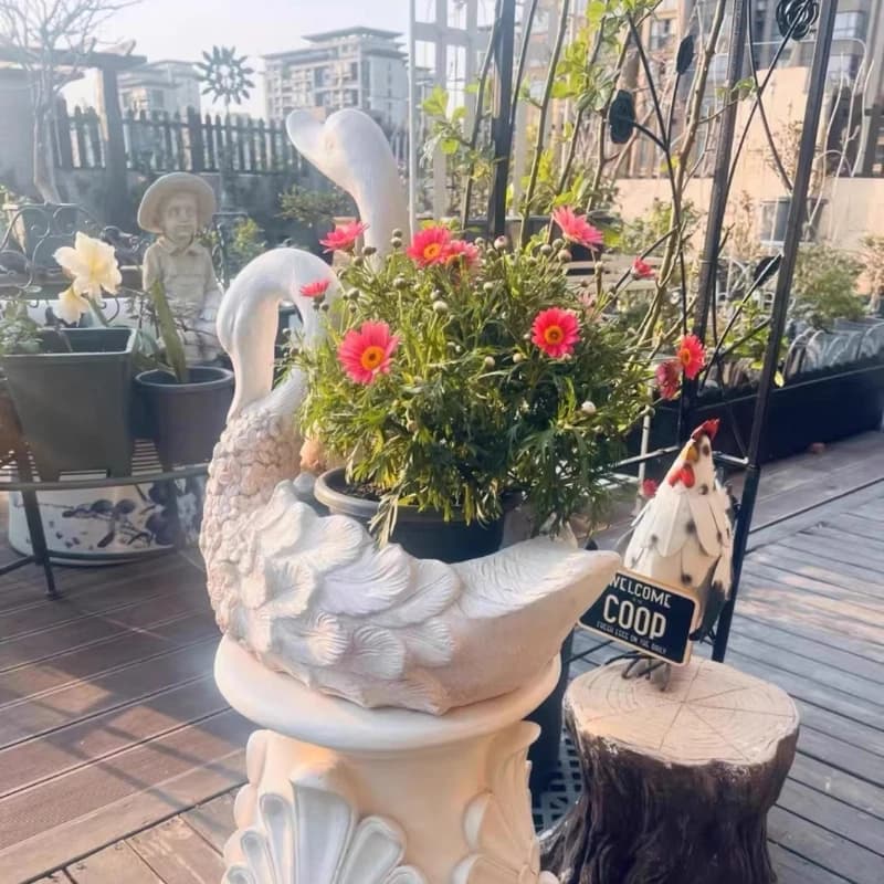Statua da Giardino a Forma di Cigno, Fioriera a Colonna Romana per Decorazioni Esterne, Elegante Ornamento per Ingresso Villa, Arte per Prato e Paesaggistica