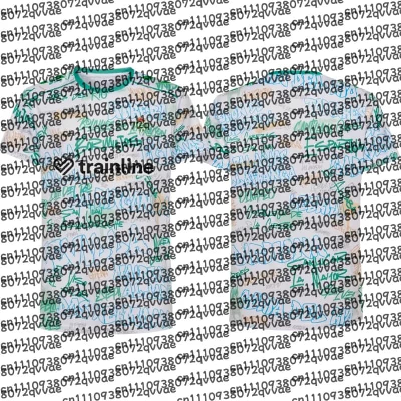 Maglietta da Allenamento Calcio Real Betis Bianca con Graffiti 2026, T-shirt Sportiva Casual Pre-partita, Taglie per Adulti e Bambini