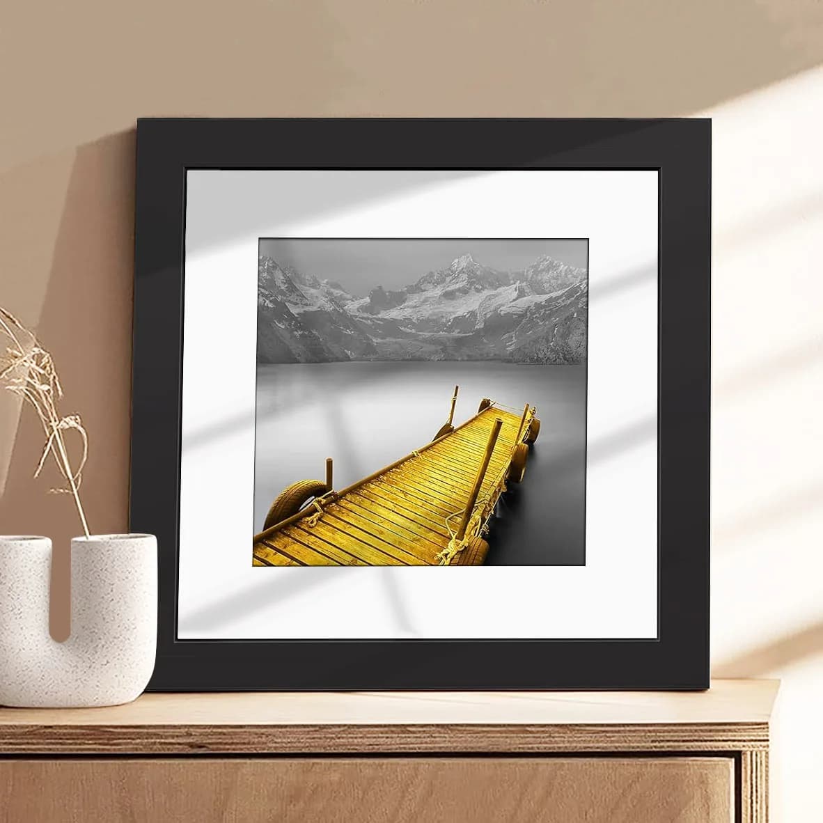 Cornice per foto quadrata in legno per appendere a parete con tappetino 20X20 cm Supporto per cornice in legno per immagini Decorazioni per foto Regalo commemorativo