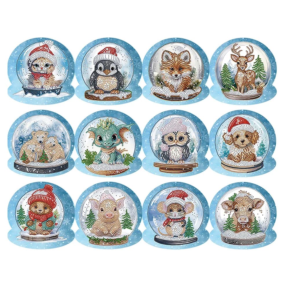 Xmas Tree 5/6/8/10/12PCS Diamond Drawing Card Xmas Critter Christmas Cottage Xmas Atmosphere Special Shape Diamond Handmade Card