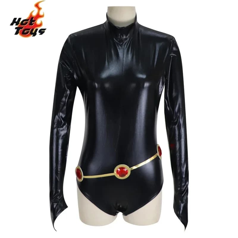 Costume Cosplay Teen Titans Raven Deluxe con Tuta, Mantello e Cintura, Uniforme di Halloween per Donne