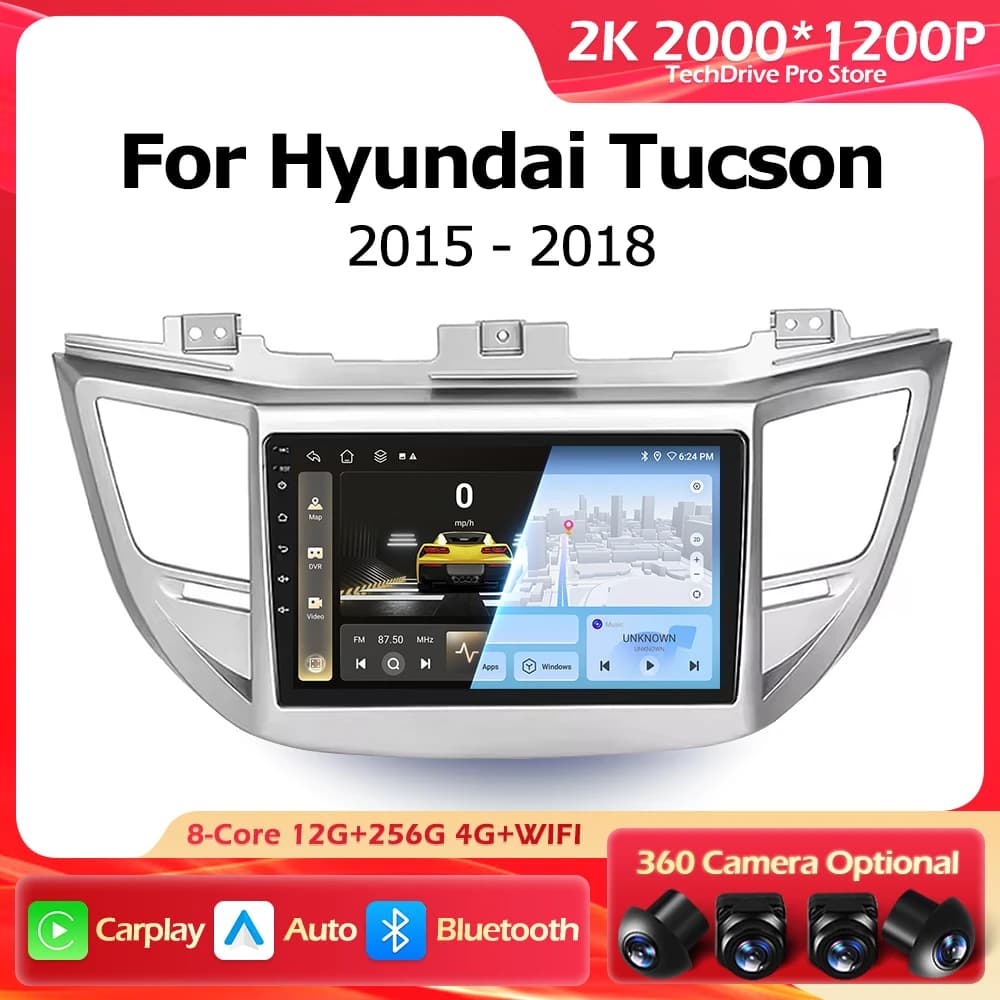 Android 15 Autoradio Per Hyundai Tucson IX35 3 2015-2018 Carplay di Navigazione GPS Carplay Auto Miltimedia Lettore Stereo 4G WiFi BT