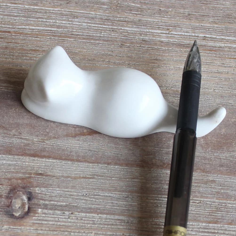 1 Pezzo Porta Bacchette in Ceramica a Forma di Gatto, Stile Giapponese, Lucidato a Mano, Finitura Lucida, Doppio Uso per Bacchette, Cucchiai, Forchette, per una Pulizia Ordinata della Tavola