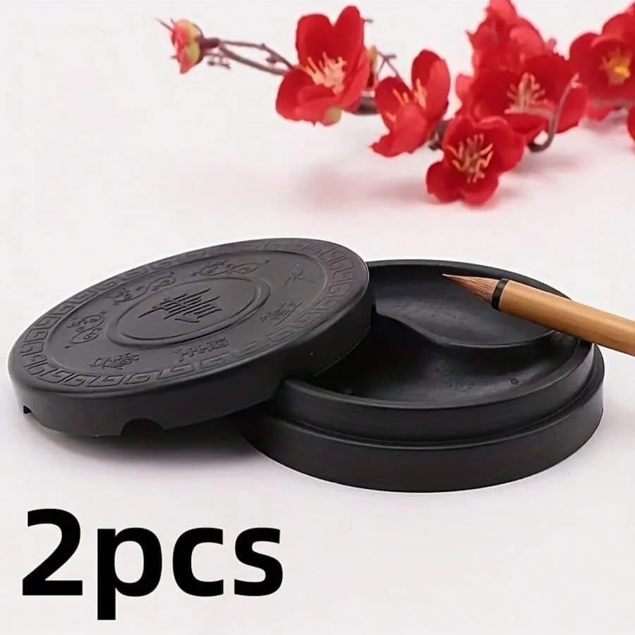 2pc plastic inkwell set, containing calligraphy ink, art supplies and ink cartridges. Suitable for calligraphy creation