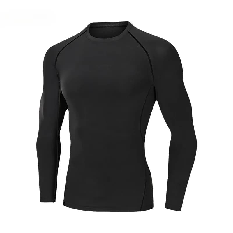 Abbigliamento fitness, abbigliamento aderente, sport da uomo ad asciugatura rapida, maniche lunghe, calcio, sci, adatto a tutte le stagioni