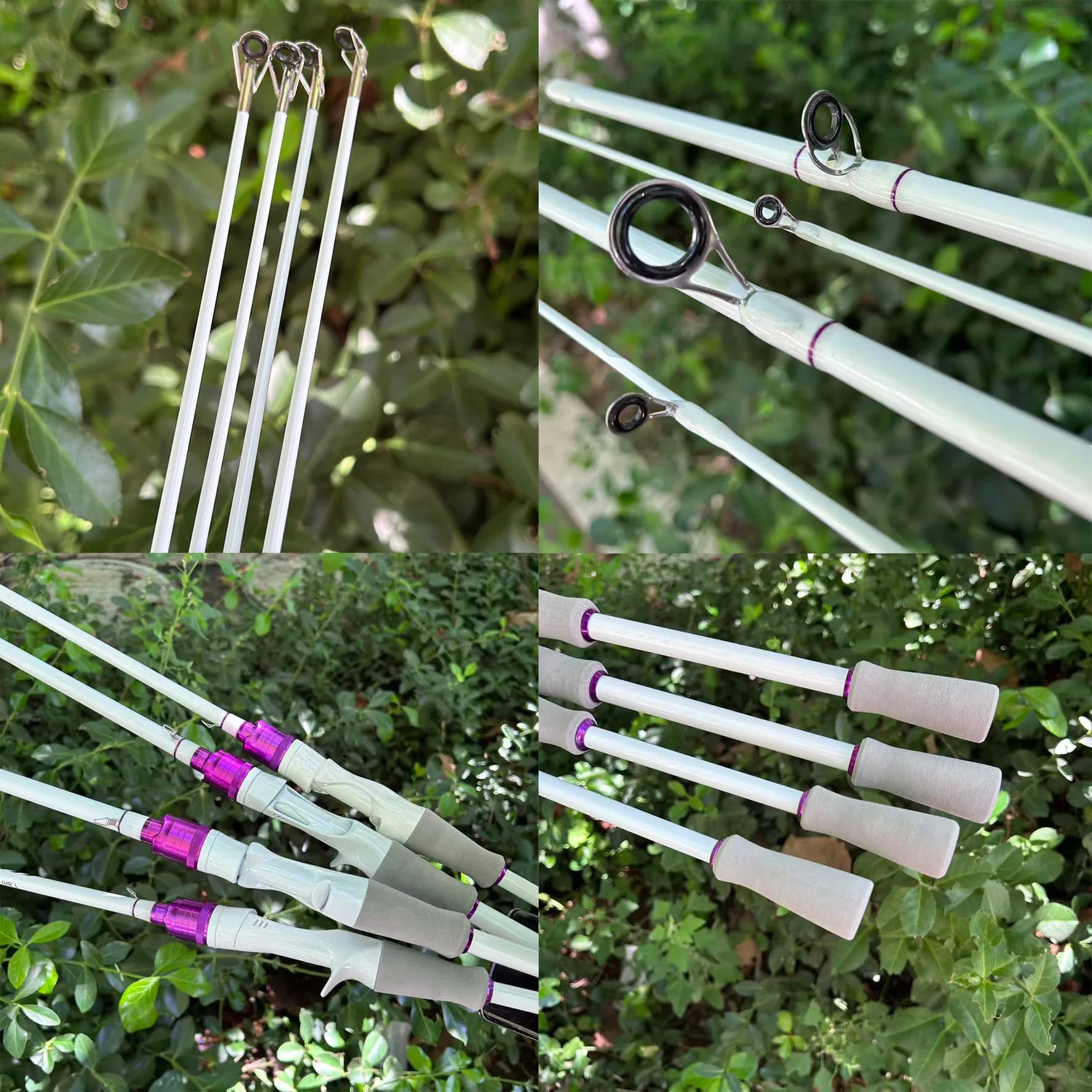 White fishing rod 1. 8m 2. 2-section design from 1 m, composite glass fiber body, durable and durable, M-Tune, suitable for men and women, convenient price, suitable for salty and sweet water, choice between gun handle and straight handle, design with grey segmented handle