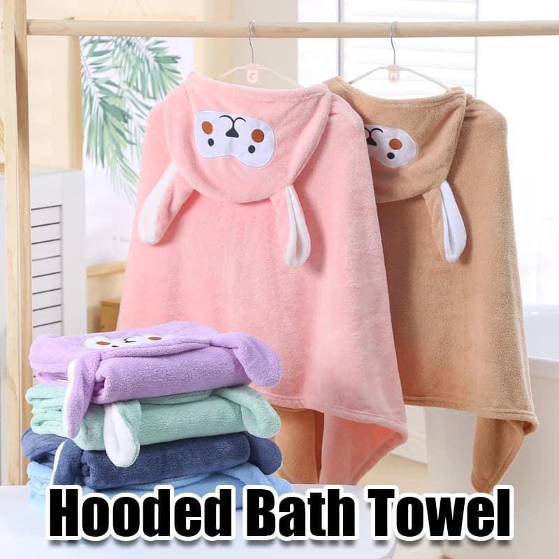 Towel with Coral Apple Cap for Children, Super Absorbent, Fast drying, Soft, with Cartoon Drawings, Children's Gift
