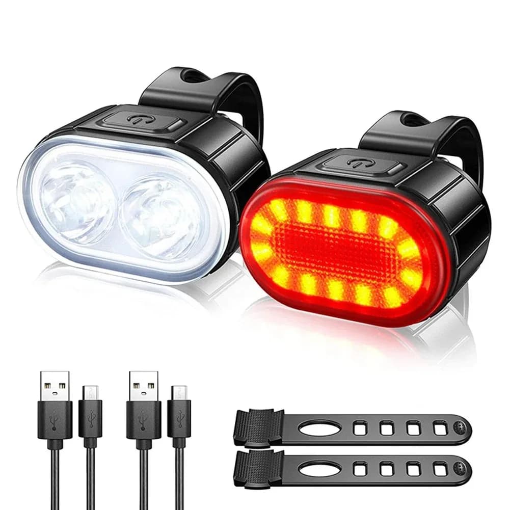 Heinast Illuminazione per bici Luci anteriori e posteriori Lampada per bicicletta Luce per ciclismo a LED Torcia per bici per lanterna fanale posteriore anteriore per bicicletta