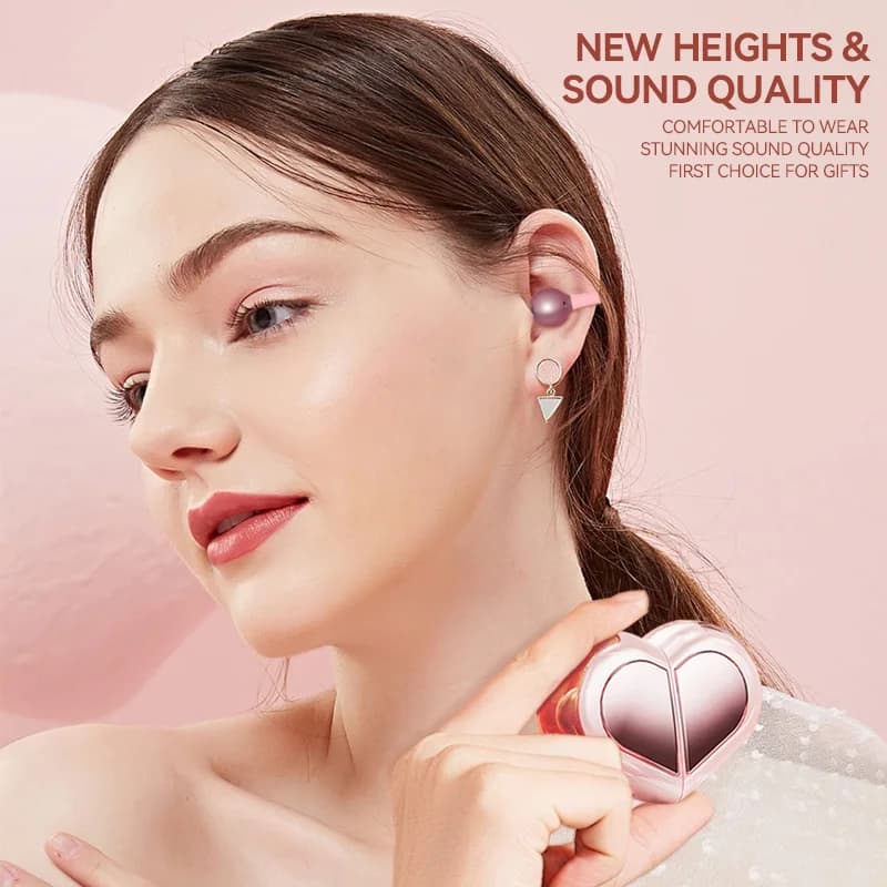 K521 Heart Shaped Swivel Rechargeable Case with Love Low Latency Headphones NEW wireless stereo earphones for tablet phone