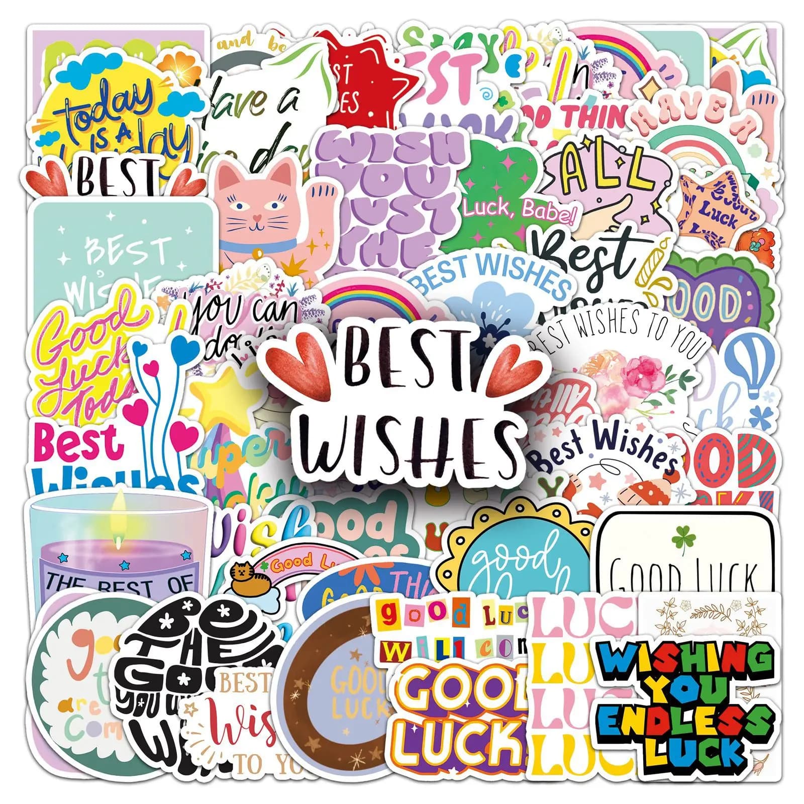 50 Pezzi Adesivi con Frasi in Inglese per Decorazione Fai-da-Te di Telefoni, Valigie, Laptop, Chitarre, Biciclette, Skateboard, Caschi e Giocattoli per Bambini
