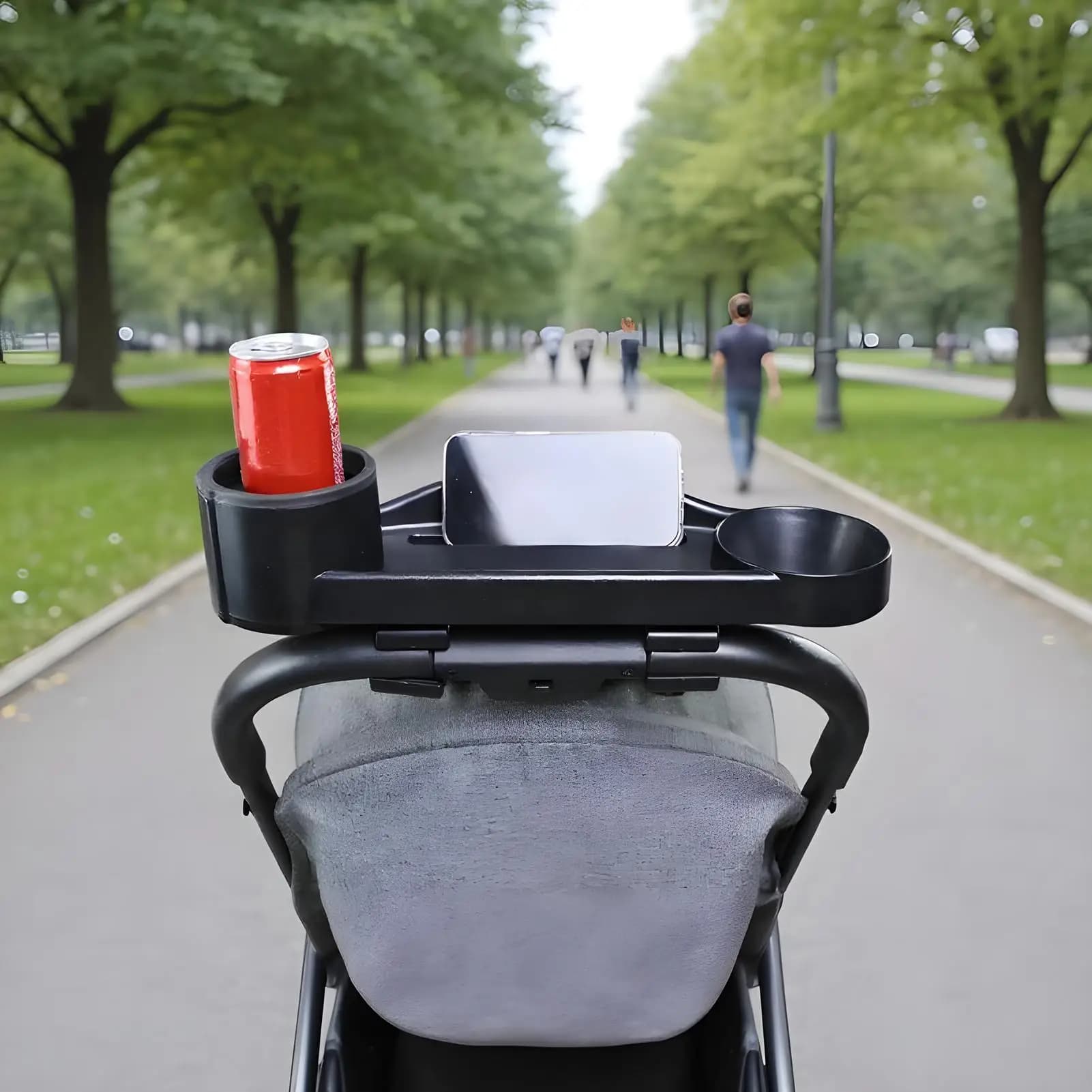 Vassoio per snack per passeggino Portabicchieri Vassoio per passeggino Attacco Organizzatore di stoccaggio Porta telefono per bevande Giocattoli Cibo Bambini