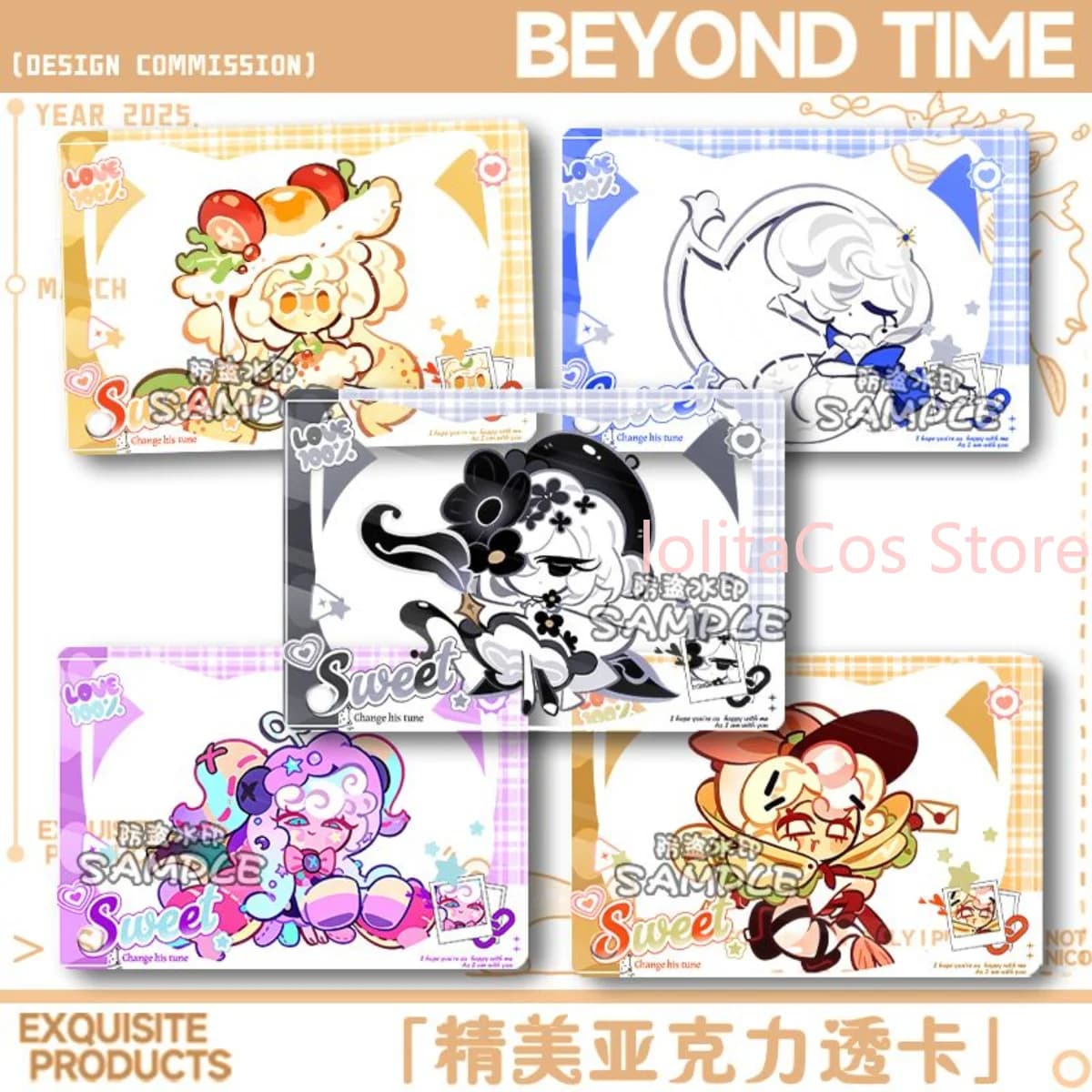Cookie Run: Kingdom White Lily Cookie Black Pearl Cookie Transparent Card Acrylic Keychain Photocard Pendant Gift Cosplay