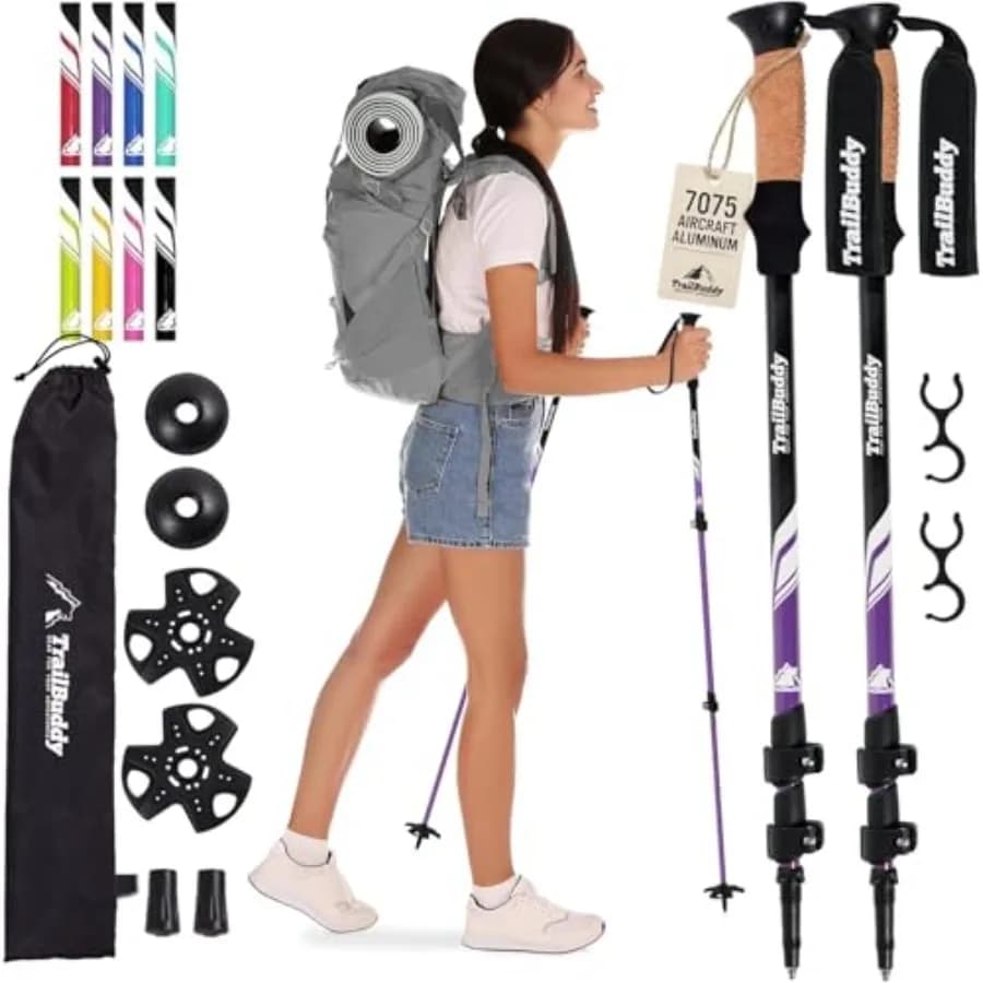 Bastoncini da Trekking Leggeri in Alluminio 7075 per Donne, Uomini e Anziani, Bastoni da Passeggio per Viaggi, Sentieri e Equilibrio