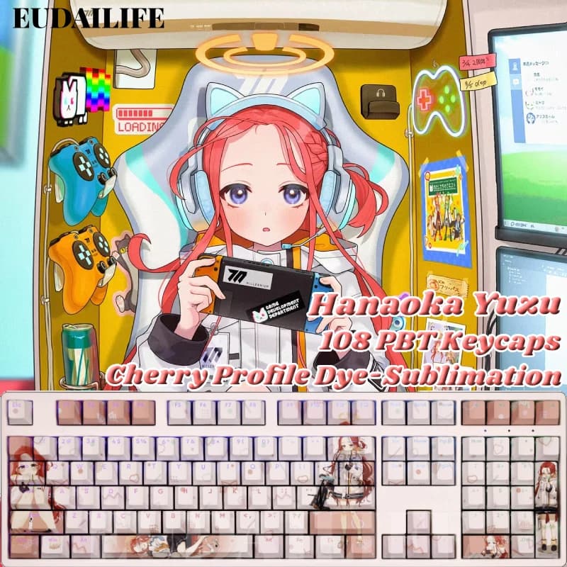 Hanaoka Yuzu 108 Copritasti Blu Archivio PBT Sublimation of Tintura Transmission of Light Cherry MX Transversal Axis Switch for Mechanical Keyboard