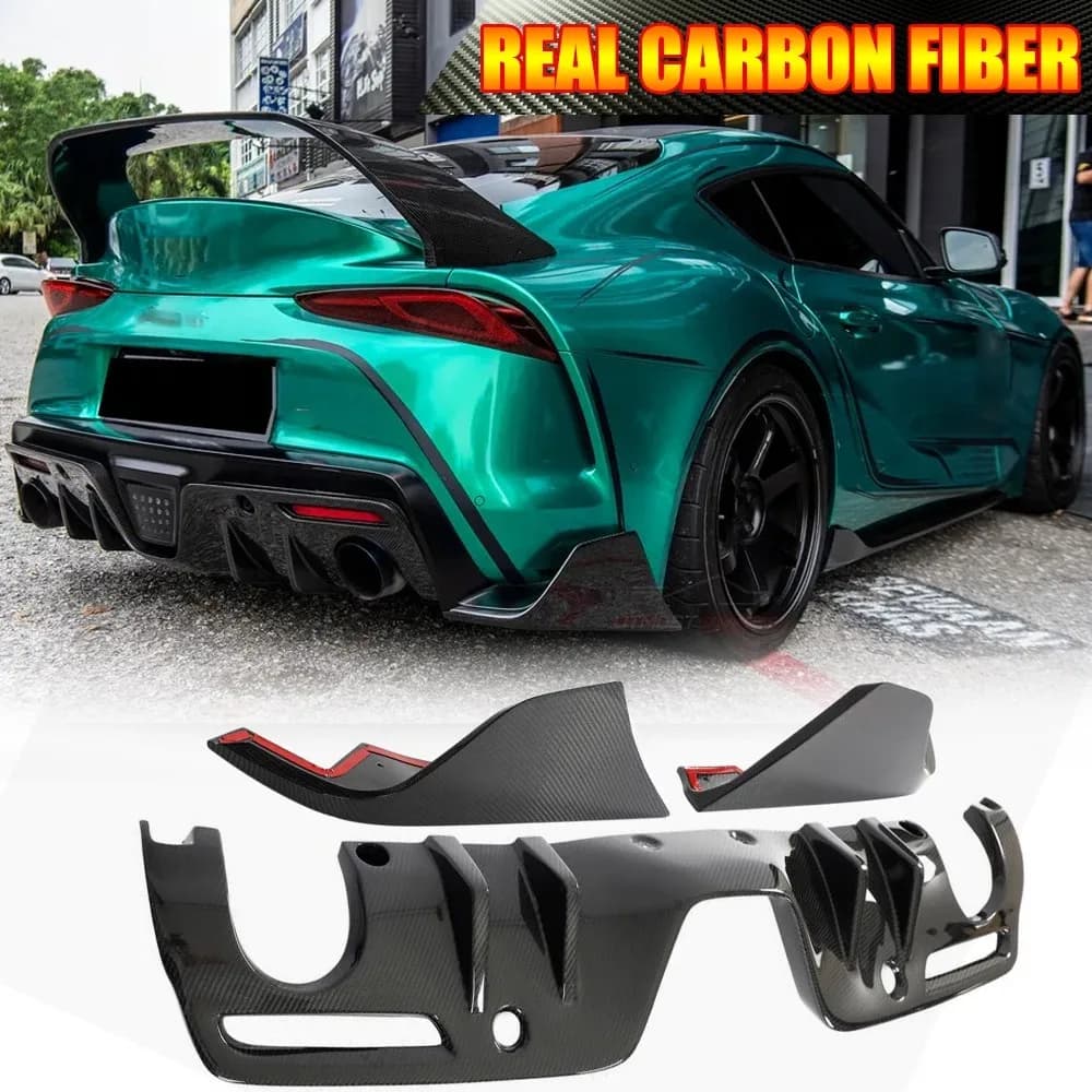 For Toyota Supra GR A90 MK5 REAL CARBON Rear Bumper Diffuser Lip Side Splitter Car Accessories