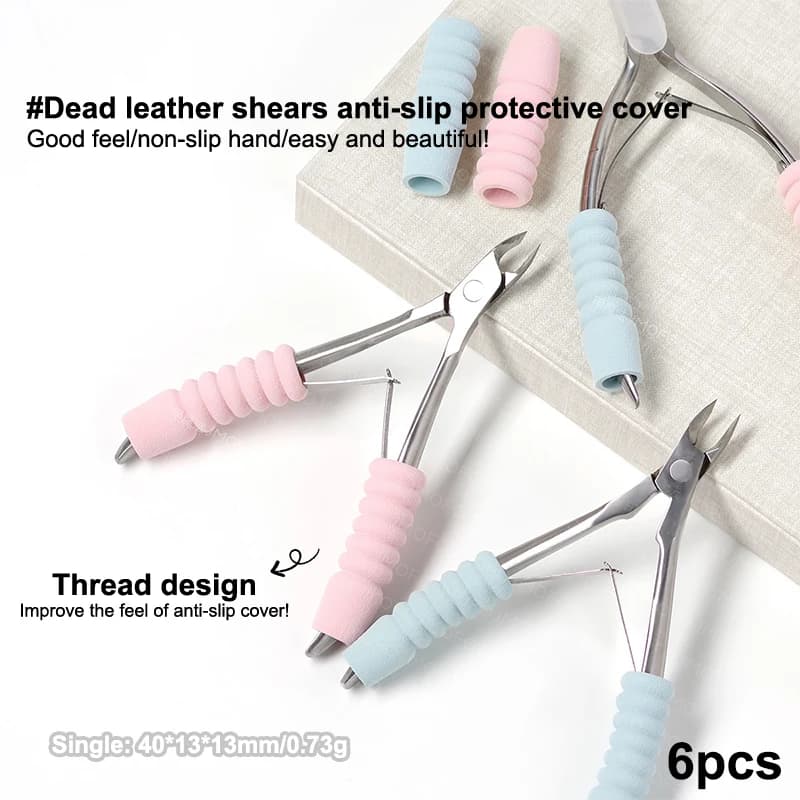 6 pezzi custodia protettiva per nail art pelle morta forbice tappo a mano pinza copertura per forbici per cuticole per unghie kit di strumenti per pedicure manicure