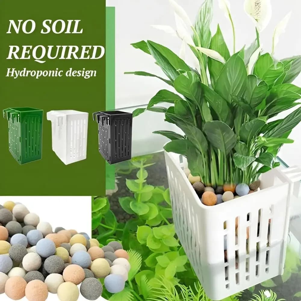 Water Plant Landscape Fish Tank Hydroponic Planting Basket Hydroponic Planted Tank Hanging Aquarium Plant Holder Glass Pot
