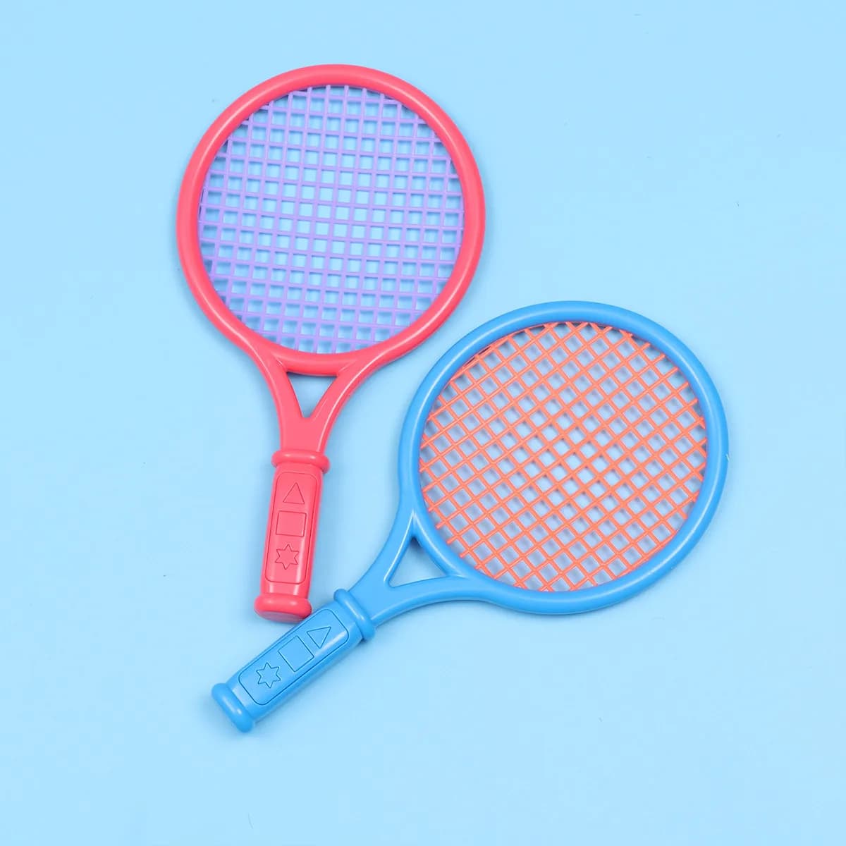 2Sets Plastic Tennis Racket Set for Kids Small Ergonomic Design 4 High Elasticity Smooth Balls Indoor Outdoor Recreation