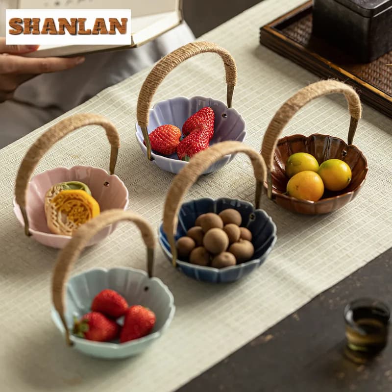 Piatti da frutta portatili Elegante piatto da pasticceria Piatto da snack per frutta secca Espositore per torte Vassoio da portata per la casa Ornamenti artigianali